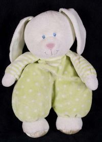 Kids Preferred Bunny Rabbit Green White Polka Dots Plush Lovey